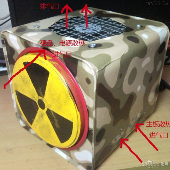 点击查看原图 软硬大改T5710瘦客户机,废旧饼罐改造电脑机箱,30W节能迷彩下载