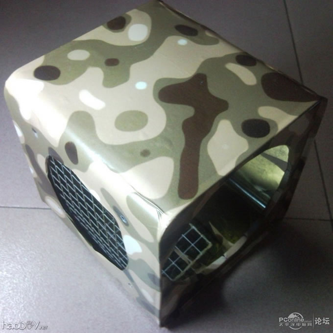 点击查看原图 软硬大改T5710瘦客户机,废旧饼罐改造电脑机箱,30W节能迷彩下载