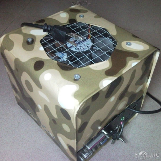 点击查看原图 软硬大改T5710瘦客户机,废旧饼罐改造电脑机箱,30W节能迷彩下载