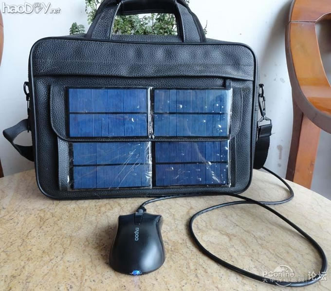 点击检查原图 节能环保无处不在,自制太阳能充电包包