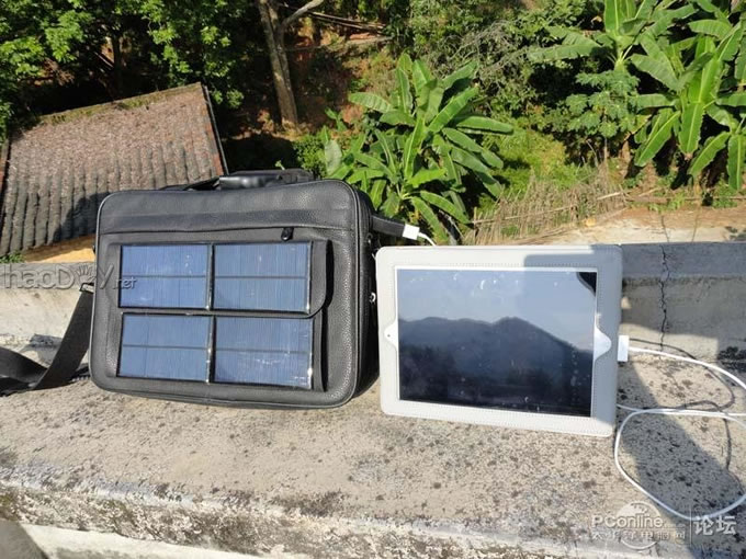 点击检查原图 节能环保无处不在,自制太阳能充电包包