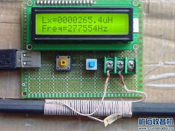 LC表测磁棒线线圈.JPG 矿石收音机多用测试仪