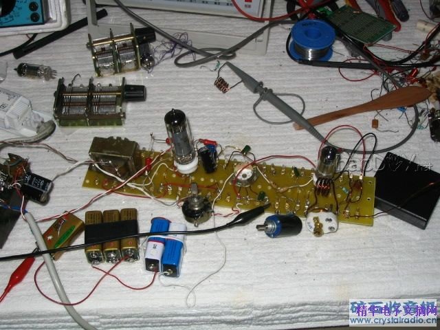 直流供电电子管接收FM的超再生收音机实验