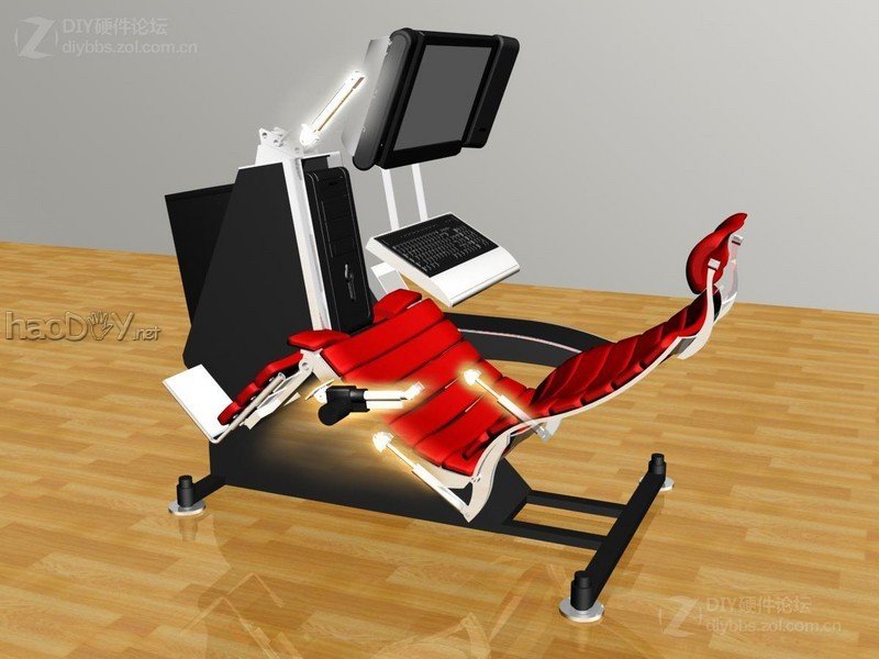 点击查看大图 晒下我260斤重的钢铁怪兽 三屏 电控变形姿态调节电脑椅