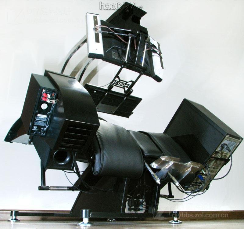 点击查看大图 晒下我260斤重的钢铁怪兽 三屏 电控变形姿态调节电脑椅