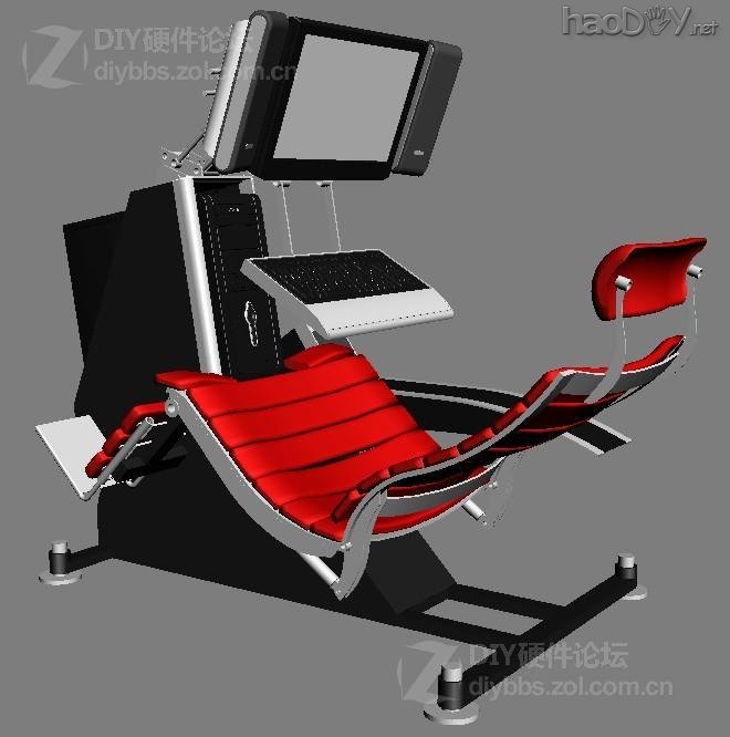 点击查看大图 晒下我260斤重的钢铁怪兽 三屏 电控变形姿态调节电脑椅