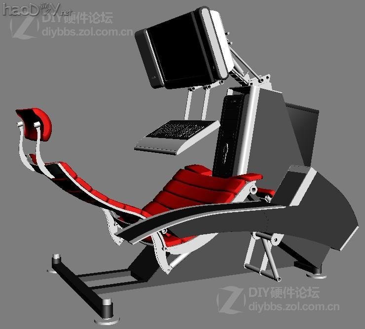 点击查看大图 晒下我260斤重的钢铁怪兽 三屏 电控变形姿态调节电脑椅