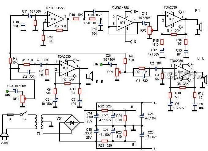 TDA2030+JRC2068功放的制作