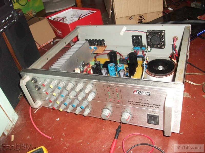 调试完成.JPG 再次制作环氧树脂板机箱的LM4766BTL卡拉OK功放