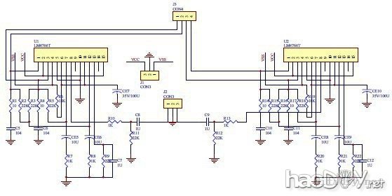 LM4766_BTL原理图.jpg 再次制作环氧树脂板机箱的LM4766BTL卡拉OK功放