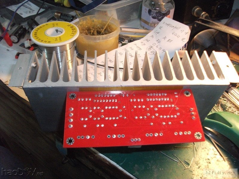 焊接好的双IC功放板5.JPG 再次制作环氧树脂板机箱的LM4766BTL卡拉OK功放