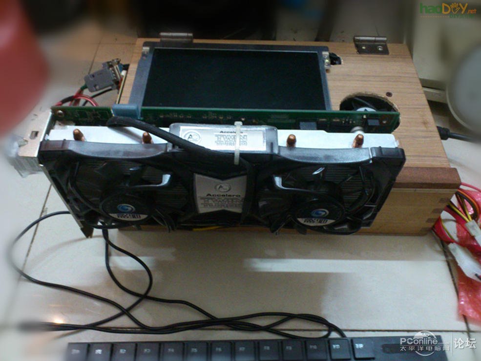 点击查看原图 最近拼的ITX木箱电脑一体机,烂测试平台