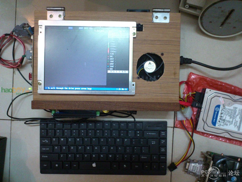点击查看原图 最近拼的ITX木箱电脑一体机,烂测试平台