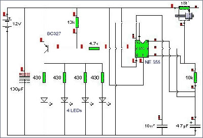 DIY简单LED 闪光灯 流水灯频闪灯电路