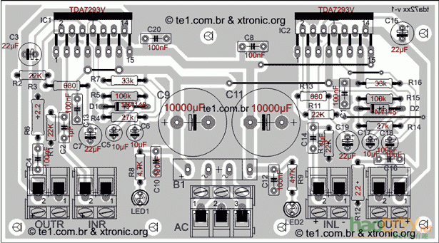 用TDA7293制作的200W立体声音频放大器功放