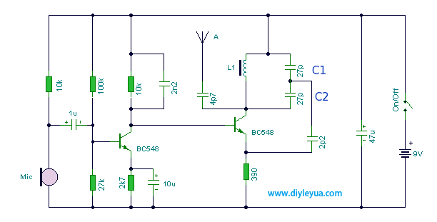 便携式调频无线话筒mic麦克风发射器的制作