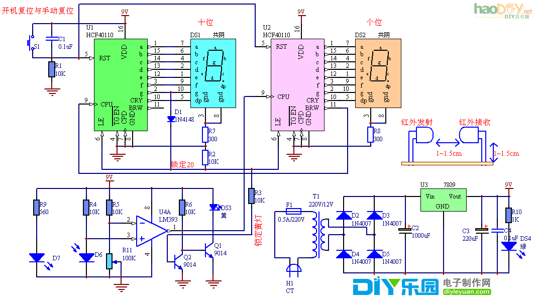 生产线自动计数器的制作参考电路图1