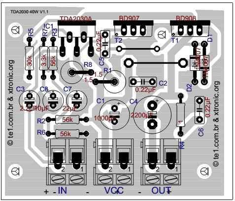 TDA2030+BS908/BD907制作的40W-HI-FI音频放大器