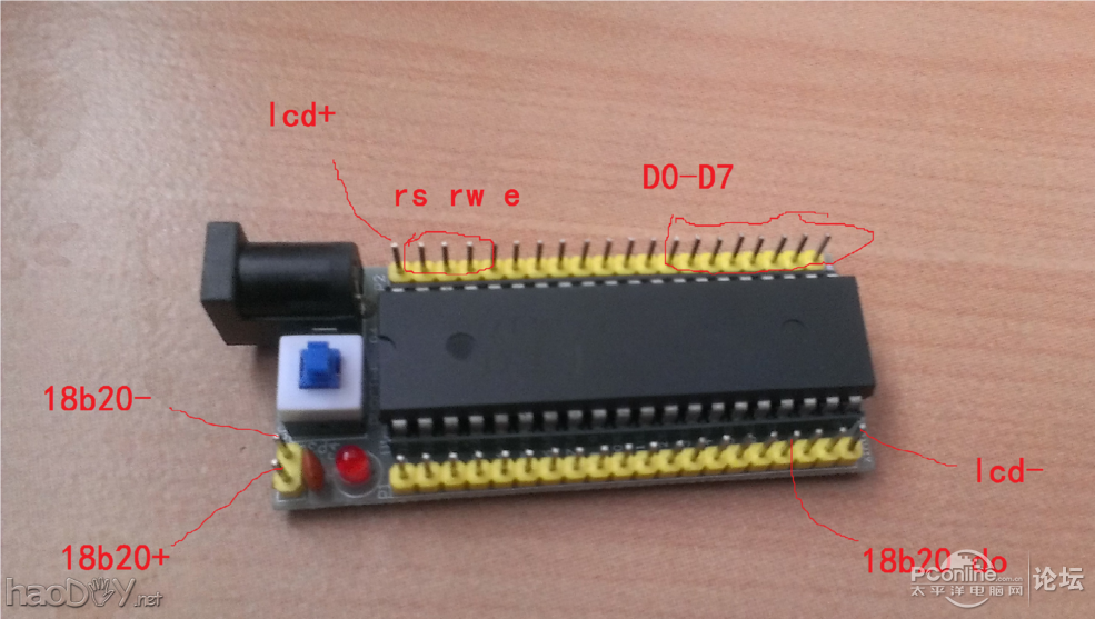 点击查看原图 今天手痒,搞个液晶显示的单片机温度计