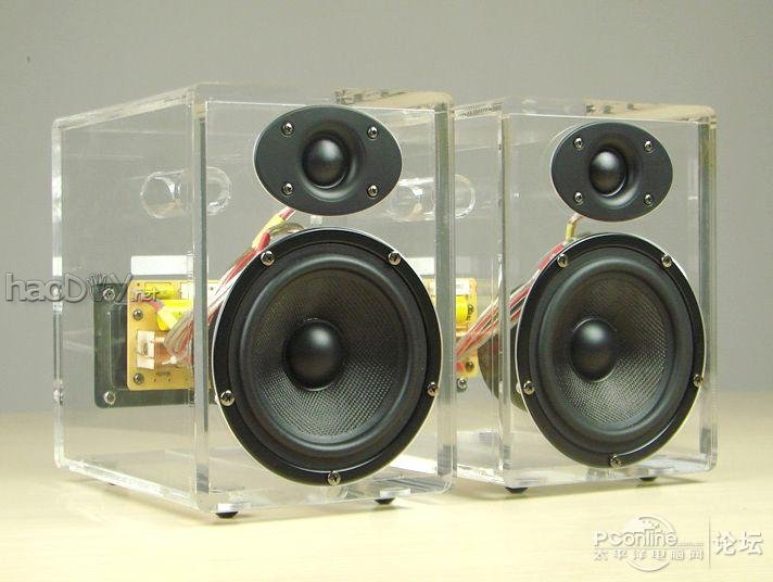 点击查看原图 大出血一千大洋制发烧透明亚克力5寸无源书架音箱,HI-FI桌面音响