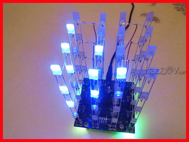 51单片机DIY制作套件4*4*4 led彩色光立方源代码视频