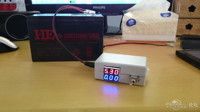 点击查看原图 嫌移动电源不给力?来大的才好玩 12v转降压5v数显手机充电器 视