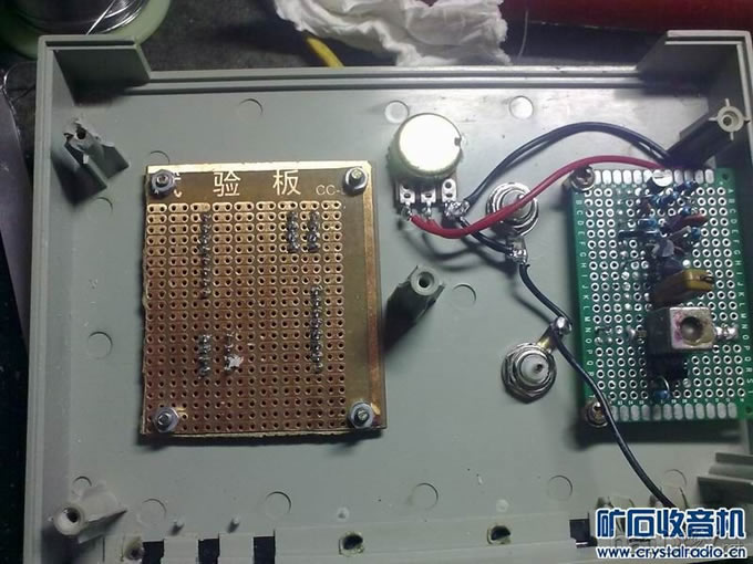 内部图.jpg 用16*16点阵屏做了个465KHZ中频扫频仪