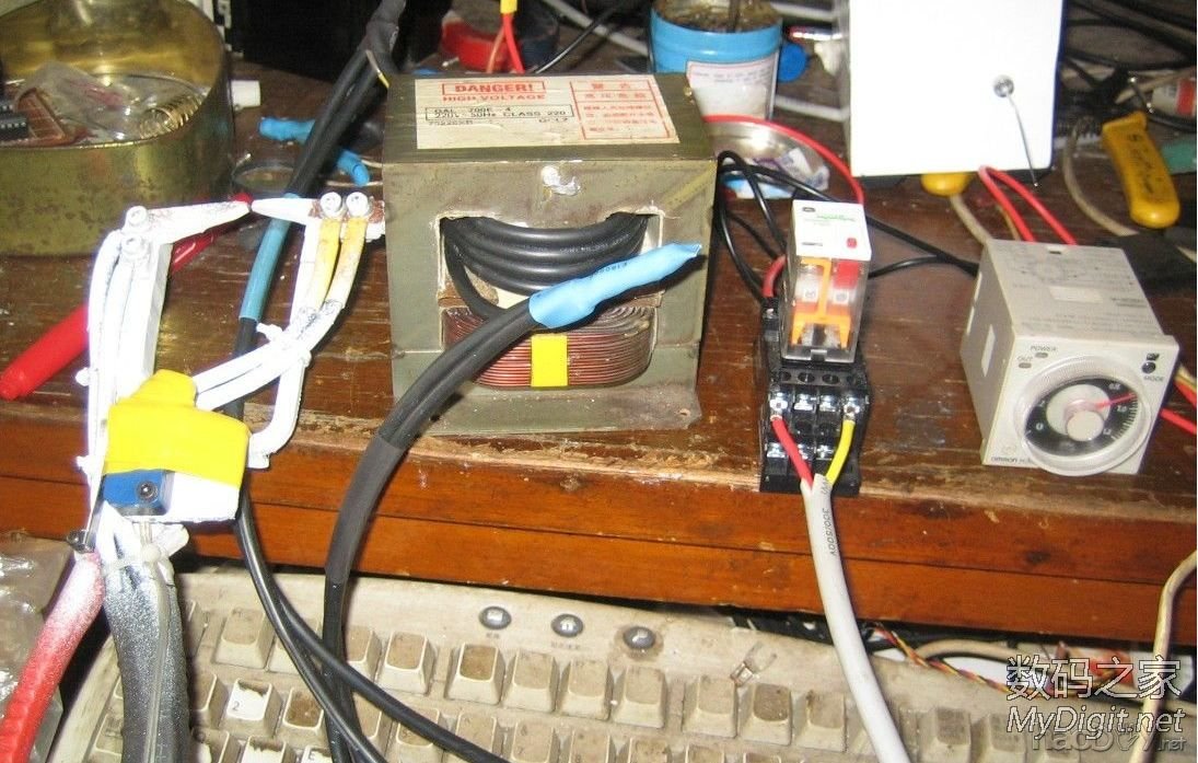 最廉价的点焊机,微波炉变压器+时间继电器