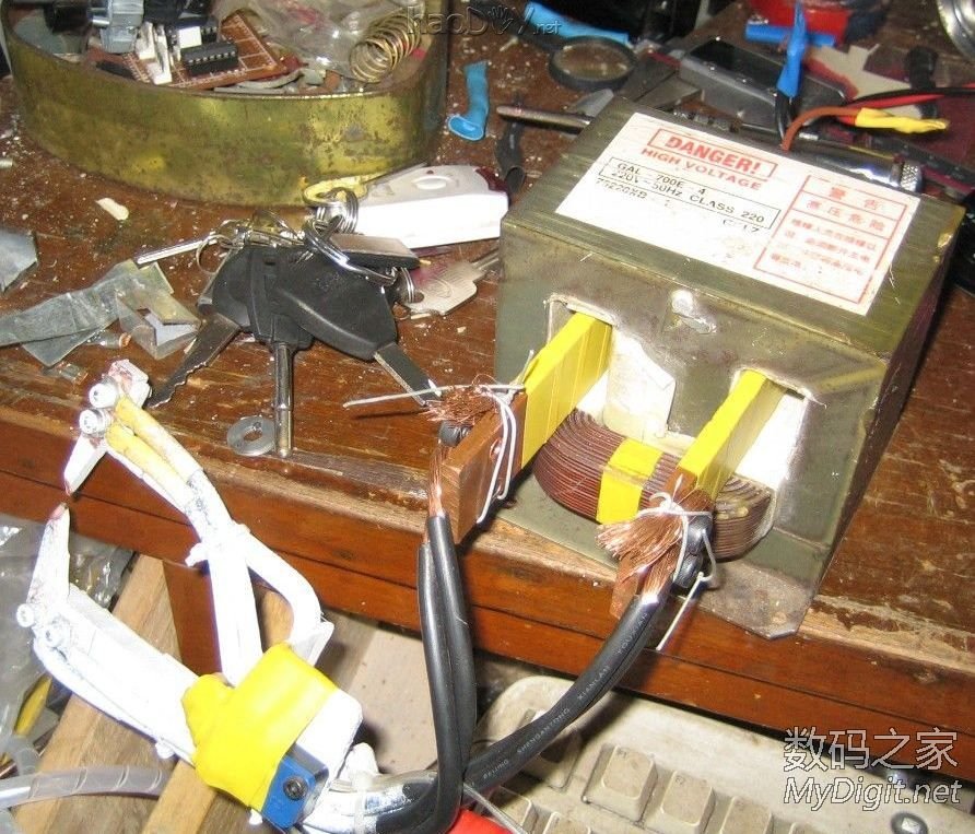 最廉价的点焊机,微波炉变压器+时间继电器