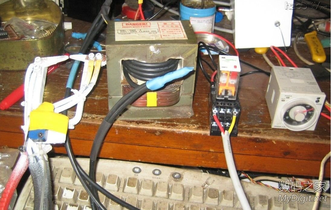 最廉价的点焊机,微波炉变压器+时间继电器