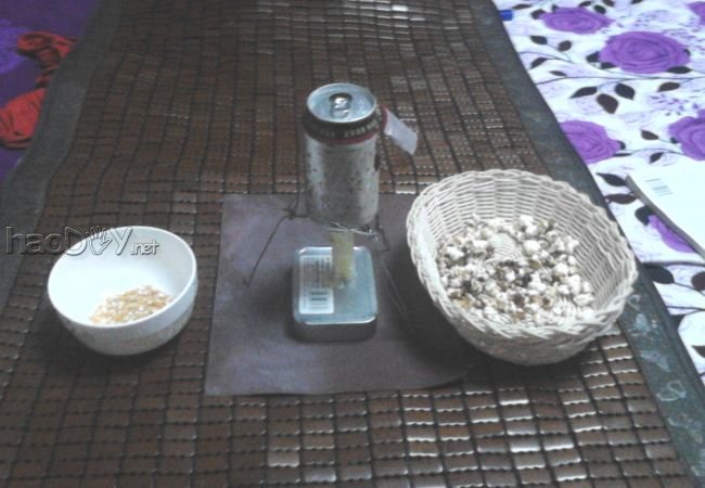 教你用一个易拉罐自制爆米花机