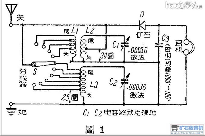 矿石收音机电路图及制法大全