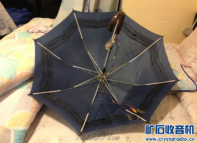 我做的雨伞矿石收音机