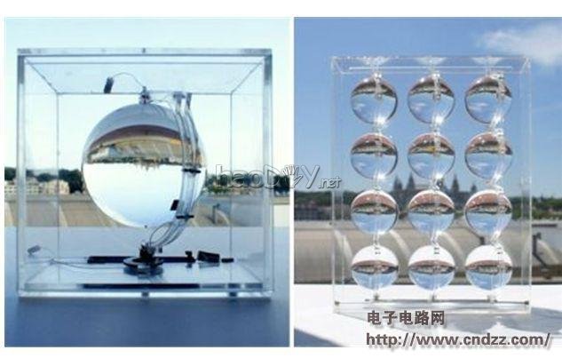 超大型的玻璃球透镜太阳能发电装置