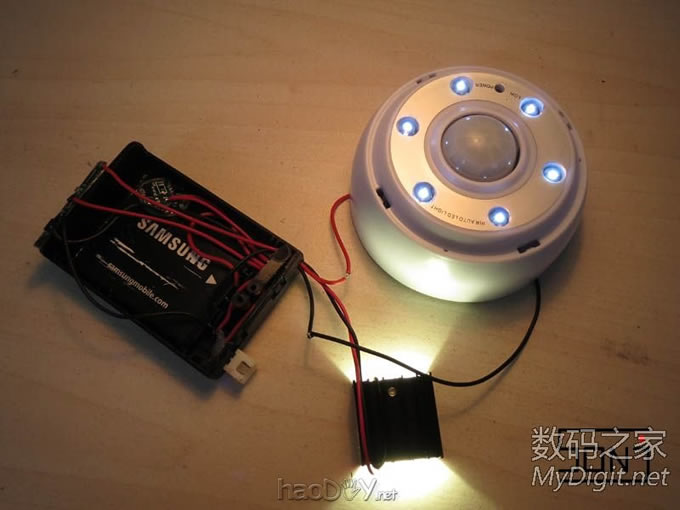 拆解+改造LED红外线人体感应灯,外拖3W飞利浦LED