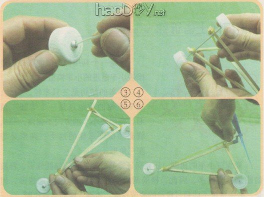 科技小制作-制作橡筋空气桨竞速小车