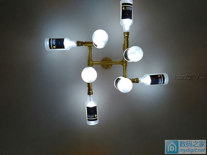 酒瓶 吊灯 看到有用酒瓶做灯的!咱也发个DIY