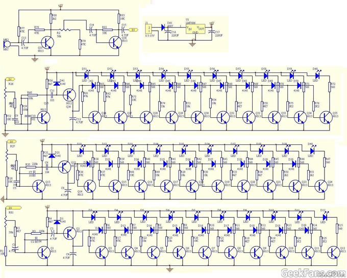 声控电平指示模块电路图.JPG DIY三极管音乐频谱