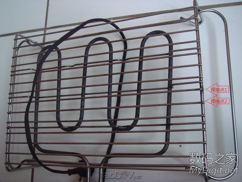 家里电烤炉钢条脱焊了,D一个低成本点焊机修理,随便焊一个小手钻圆壳。 家里电烤炉钢条脱焊了,D一个低成本点焊机修理,随便焊一个小手