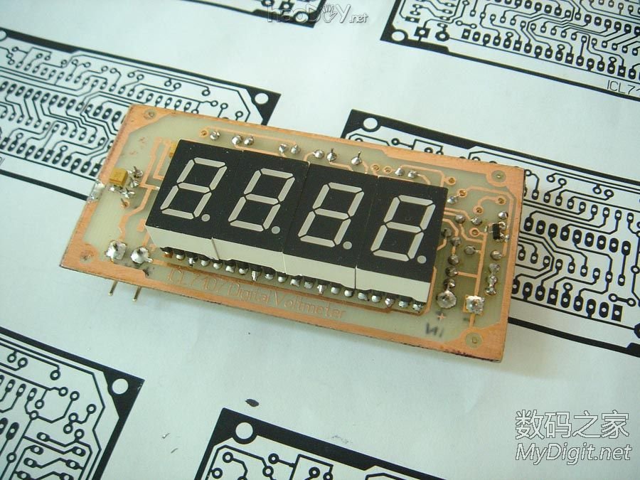 自制三位半数字电压表获得成功(ICL7107方案)
