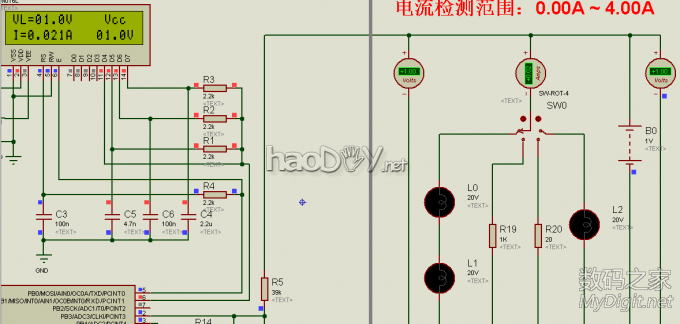 基于8脚单片机tiny13制作00.0~40.0V电压表、0.00~4.00A电流表(源程序+Proteus仿真) 基于8脚单片机tiny13制作00.0~40.0V电压表、0.00~4.00A电流表(