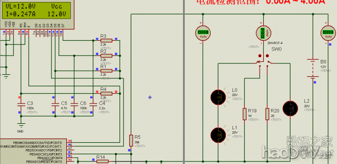 基于8脚单片机tiny13制作00.0~40.0V电压表、0.00~4.00A电流表(源程序+Proteus仿真) 基于8脚单片机tiny13制作00.0~40.0V电压表、0.00~4.00A电流表(