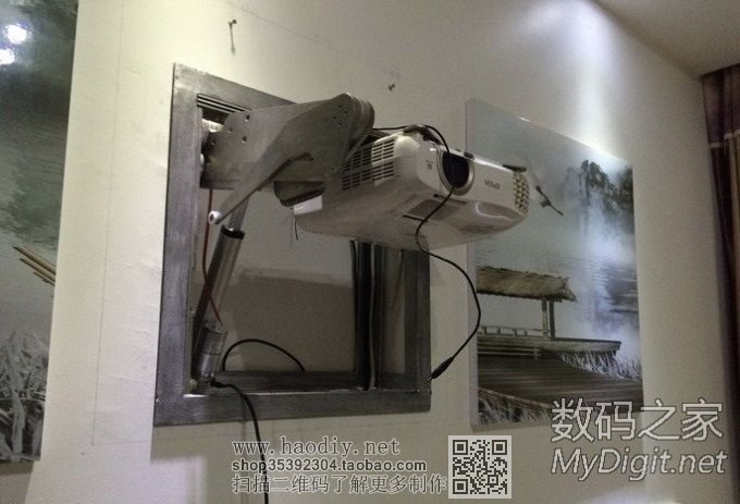 让客厅更整洁,自己设计制作的投影机电动吊架