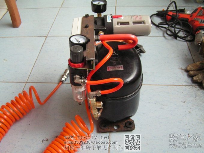 冰箱压缩机改装的真空、空压两用气泵 冰箱压缩机改装的真空、空压两用气泵