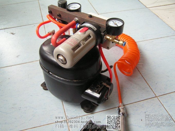 冰箱压缩机改装的真空、空压两用气泵 冰箱压缩机改装的真空、空压两用气泵