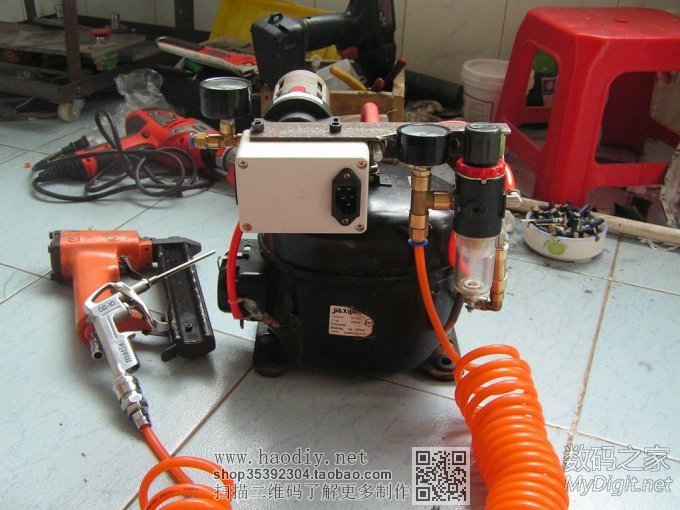 冰箱压缩机改装的真空、空压两用气泵 冰箱压缩机改装的真空、空压两用气泵