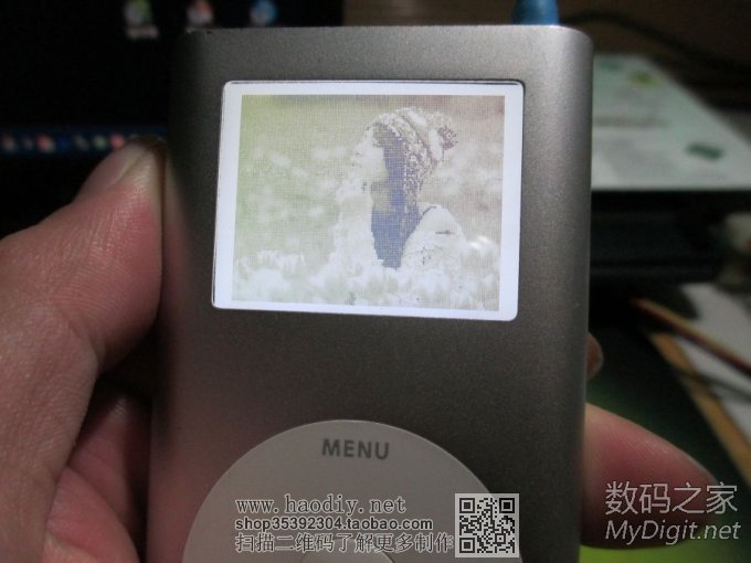 ipod mini2 改32G CF卡 改背光亮度 改1520毫安锂电容量,刷Rockb