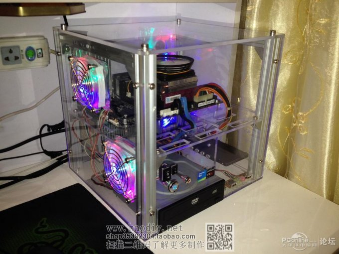点击查看原图 DIY纯手工打造透明亚克力机箱